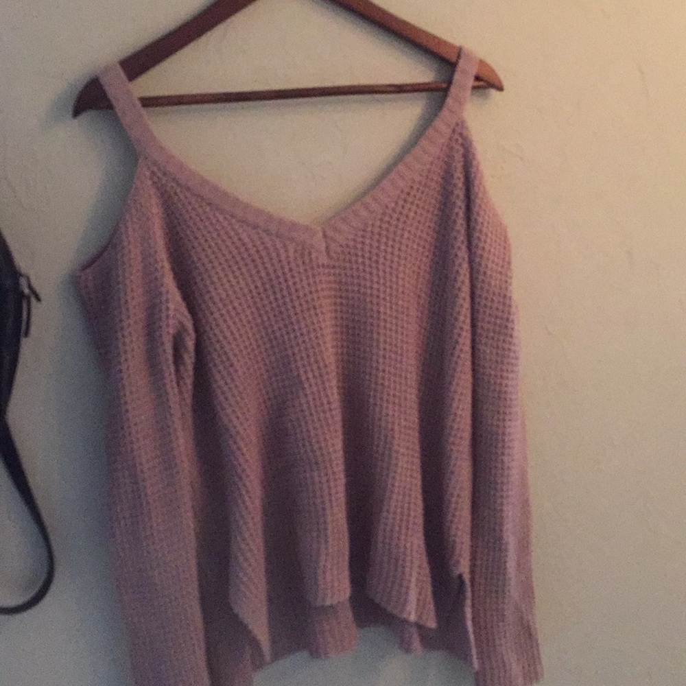 Off shoulder light pink LA Hearts Sweater